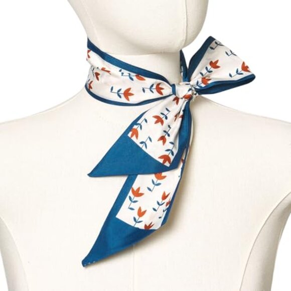 Skinny Twill Hair Scarves Set of 4 Elegant Minimal Chic Accessories - Picture 4 of 7